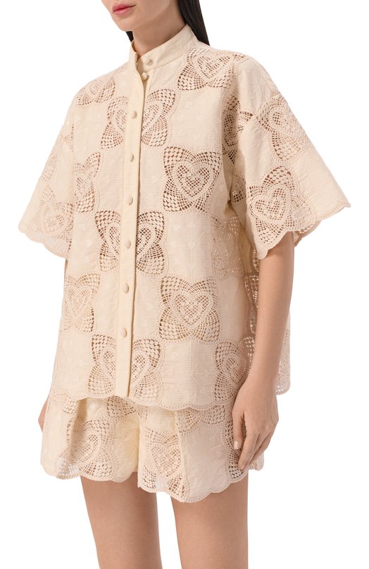 Хлопковая рубашка Zimmermann 5894TRS262 Кремовый  5894TRS262 Фото 3