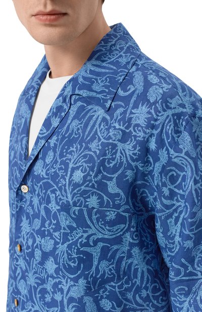 Льняная рубашка KITON синего цвета по цене 121000 руб., арт. UMC028H09717, фото 5 Льняная рубашка KITON, арт. UMC028H09717, фото 5