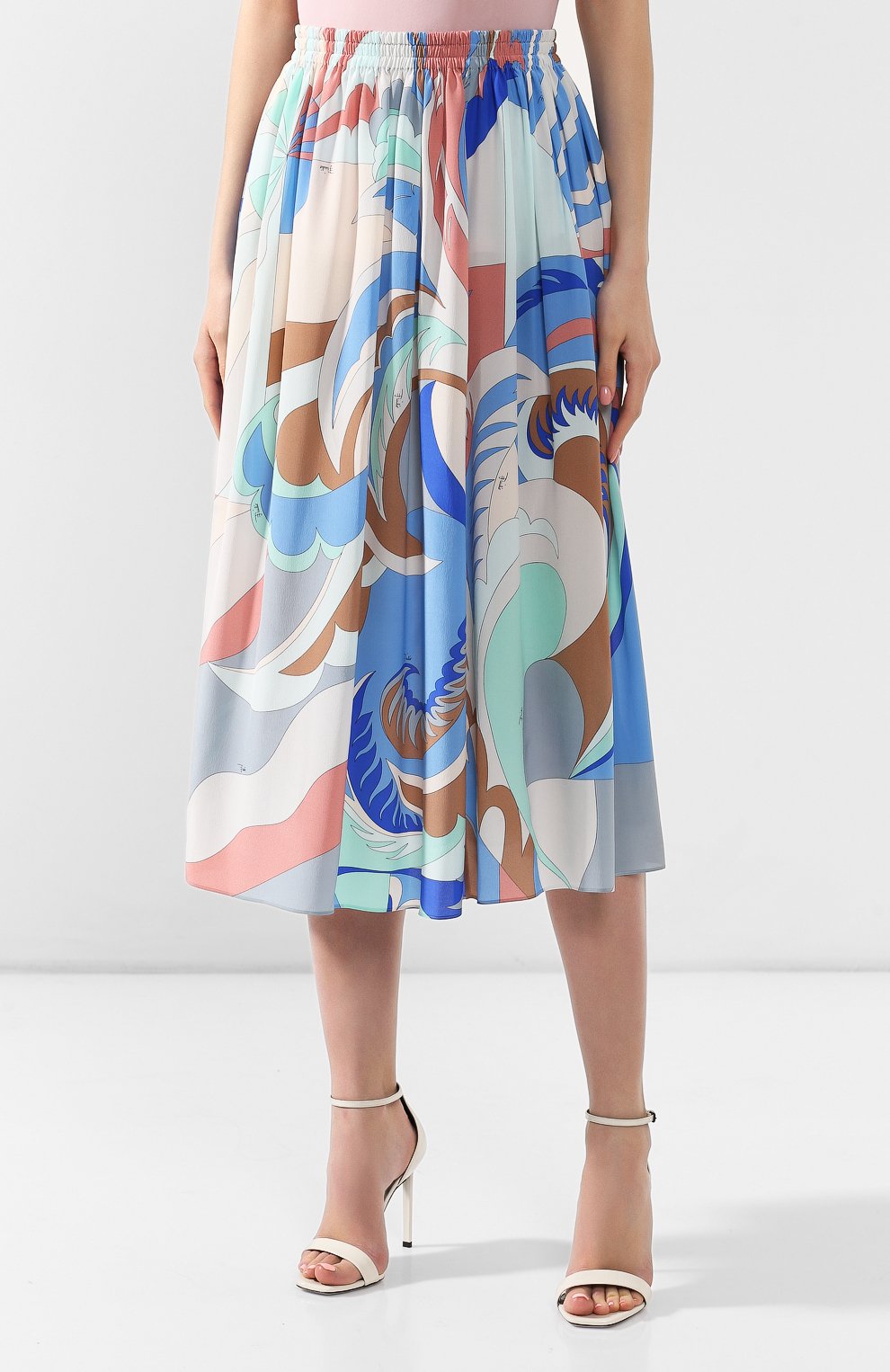 Шелковая юбка EMILIO PUCCI синего цвета по цене 59950 руб., арт. 9ERW60/9E733, фото 3 Шелковая юбка EMILIO PUCCI, арт. 9ERW60/9E733, фото 3