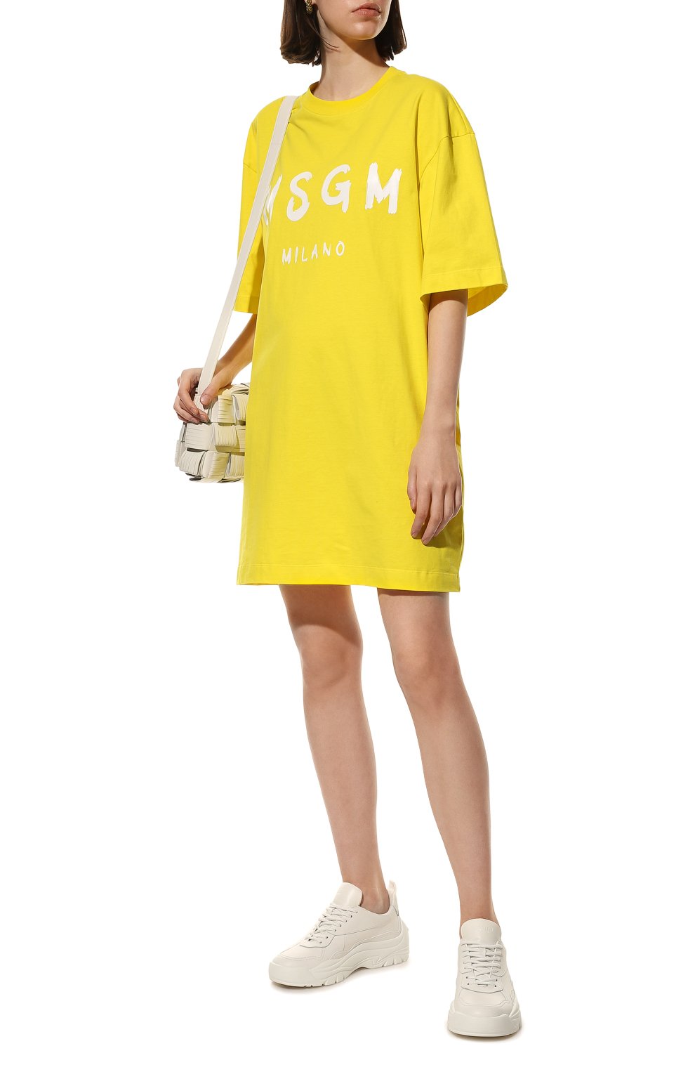 Хлопковое платье MSGM желтого цвета по цене 18300 руб., арт. 3241MDA510 227298, фото 2 Хлопковое платье MSGM, арт. 3241MDA510 227298, фото 2