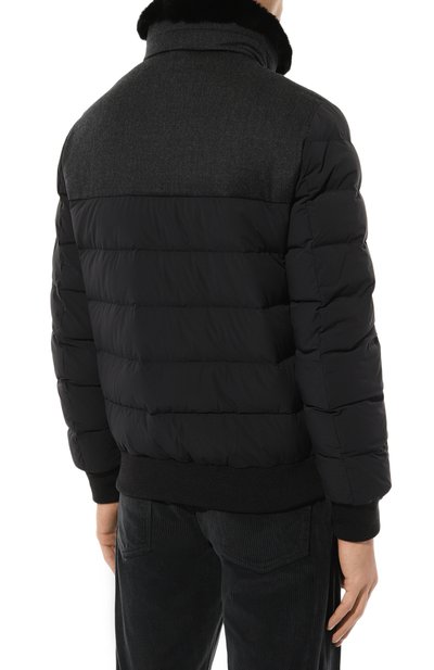 Пуховый бомбер с воротником из кролика HETREGO темно-серого цвета по цене 79150 руб., арт. 8N512R/B0RIS, фото 4 Пуховый бомбер с воротником из кролика HETREGO, арт. 8N512R/B0RIS, фото 4