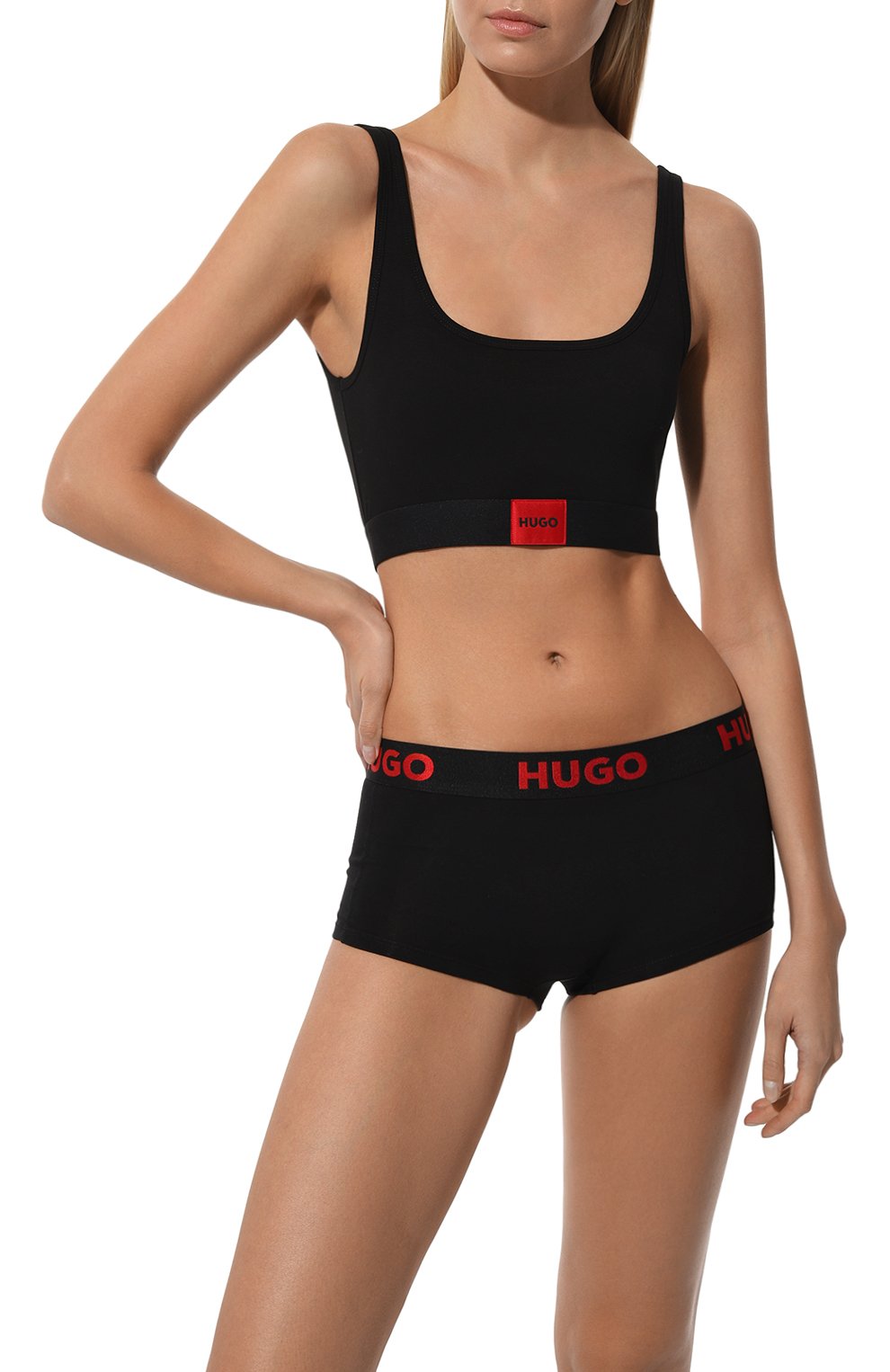Хлопковый бра-топ HUGO черного цвета по цене 4175 руб., арт. 50469652, фото 2 Хлопковый бра-топ HUGO, арт. 50469652, фото 2