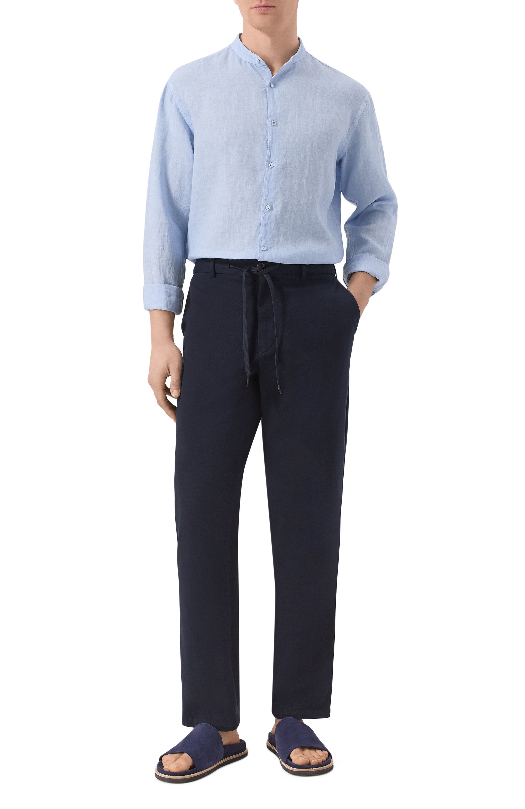 Льняная рубашка INLINUM голубого цвета по цене 24950 руб., арт. D0MENIC0_5, фото 2 Льняная рубашка INLINUM, арт. D0MENIC0_5, фото 2