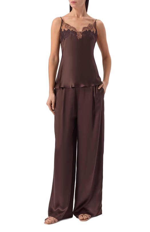 Шелковый топ Carine Gilson AL0893HS Коричневый  AL0893HS Фото 2