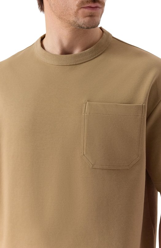 Хлопковая футболка BOSS 50554243 Бежевый  50554243 Фото 5