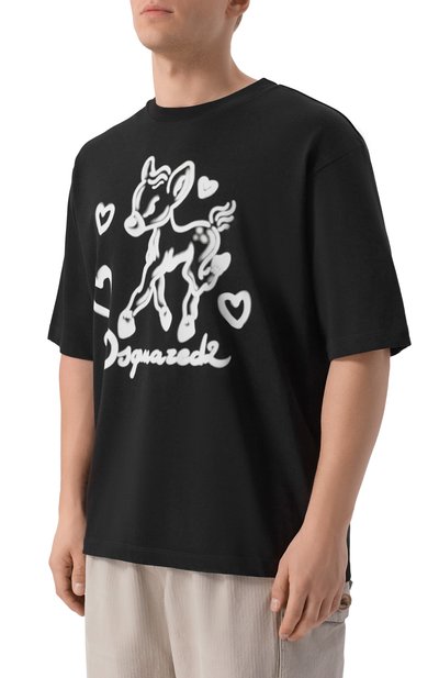 Хлопковая футболка DSQUARED2 черного цвета по цене 27850 руб., арт. S74GD1583/D20033, фото 3 Хлопковая футболка DSQUARED2, арт. S74GD1583/D20033, фото 3