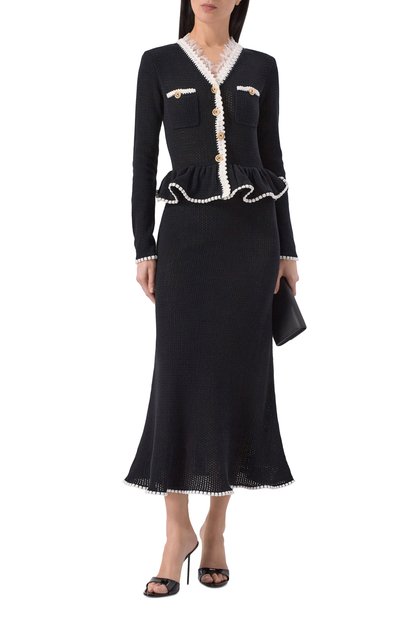 Платье из хлопка и льна SELF-PORTRAIT, арт. SS26086MB, фото 2