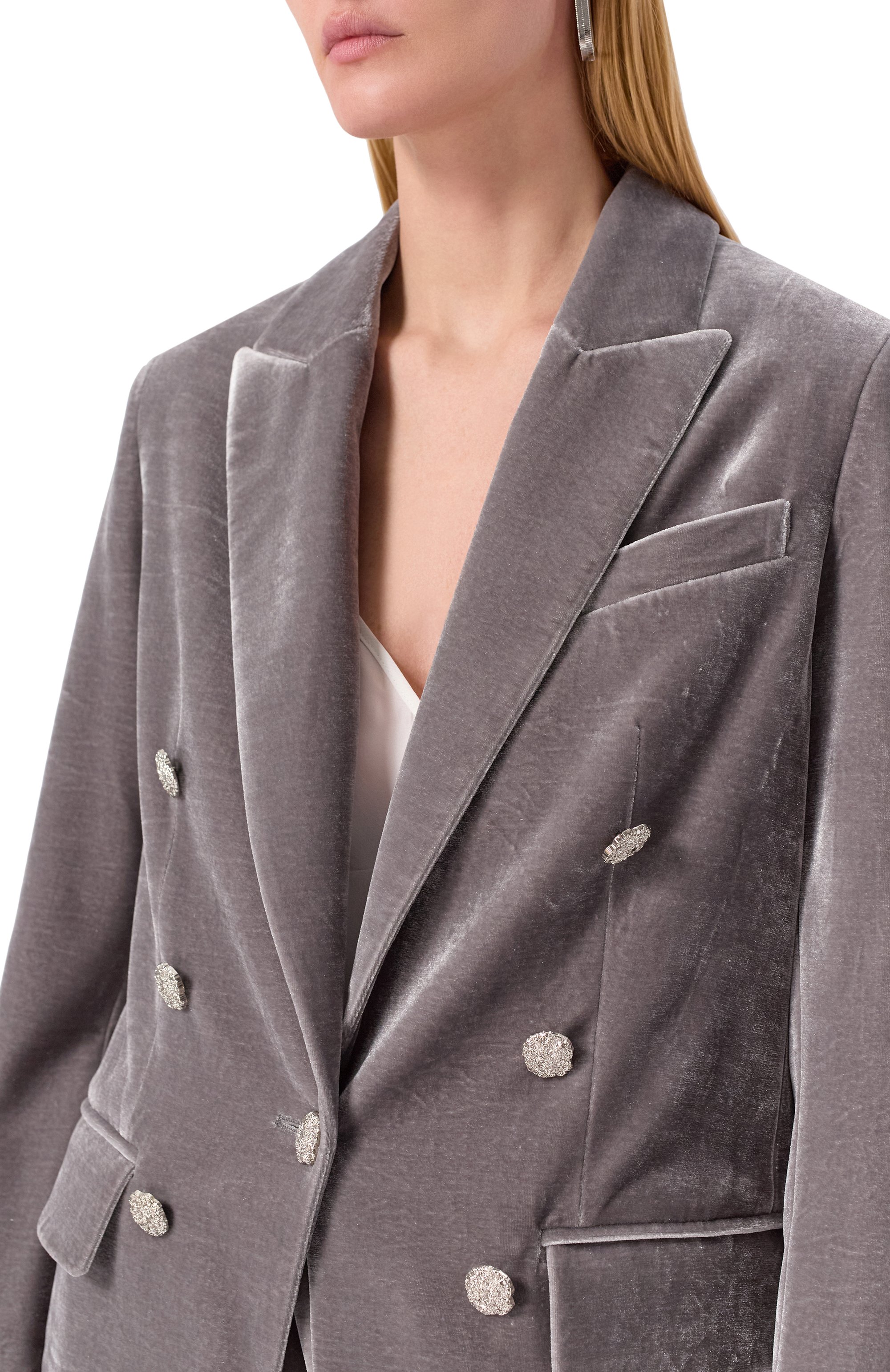 Бархатный жакет SEVEN LAB серого цвета по цене 33180 руб., арт. SSB.10.200.140, фото 5 Бархатный жакет SEVEN LAB, арт. SSB.10.200.140, фото 5