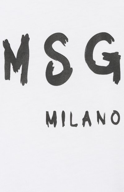 Хлопковая футболка MSGM KIDS белого цвета по цене 5405 руб., арт. S6MSUNTH266, фото 3 Хлопковая футболка MSGM KIDS, арт. S6MSUNTH266, фото 3