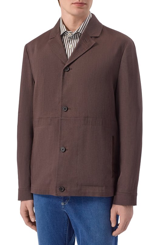 Куртка-рубашка изо льна и шерсти Corneliani 27LI53/2718468 Коричневый  27LI53/2718468 Фото 3