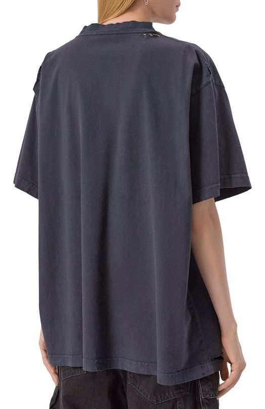 Хлопковая футболка Balenciaga 831305/TSVC5 Серый  831305/TSVC5 Фото 4