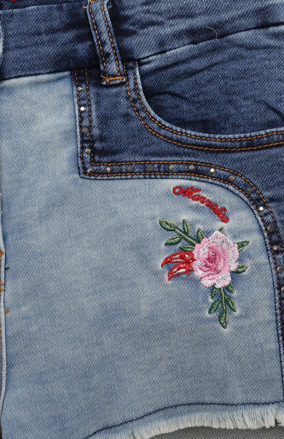 Джинсовые шорты MONNALISA синего цвета по цене 19150 руб., арт. 19C401, фото 3 Джинсовые шорты MONNALISA, арт. 19C401, фото 3