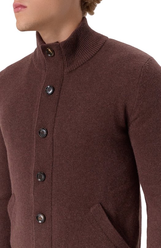 Кашемировый кардиган Brioni UMIF0L/02K06 Коричневый  UMIF0L/02K06 Фото 5
