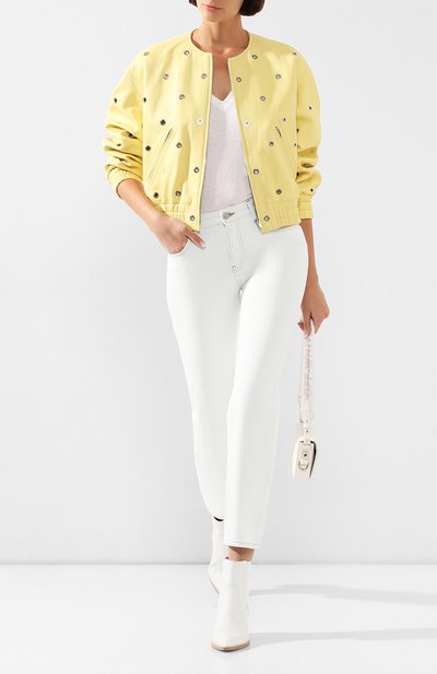 Кожаный бомбер ISABEL MARANT желтого цвета по цене 237500 руб., арт. VE1289-20P003I/QUENTY, фото 2 Кожаный бомбер ISABEL MARANT, арт. VE1289-20P003I/QUENTY, фото 2
