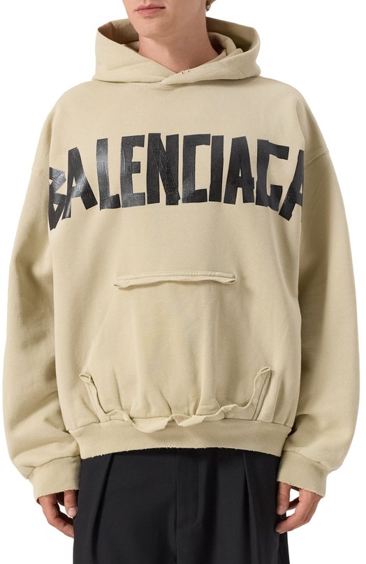 Хлопковое худи Balenciaga 744441/TSV86 Бежевый  744441/TSV86 Фото 3