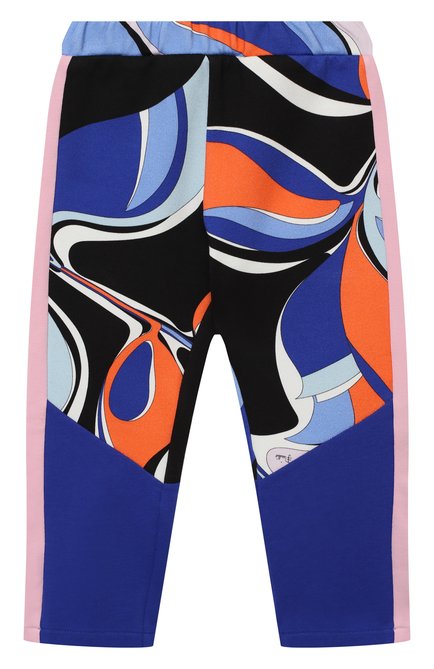 Детские хлопковые брюки EMILIO PUCCI разноцветного цвета, арт. 9N6140/ND760/2-4 | Фото 1 (Материал внешний: Хлопок; Девочки Кросс-КТ: Брюки-одежда; Ростовка одежда: 4 года | 104 см)