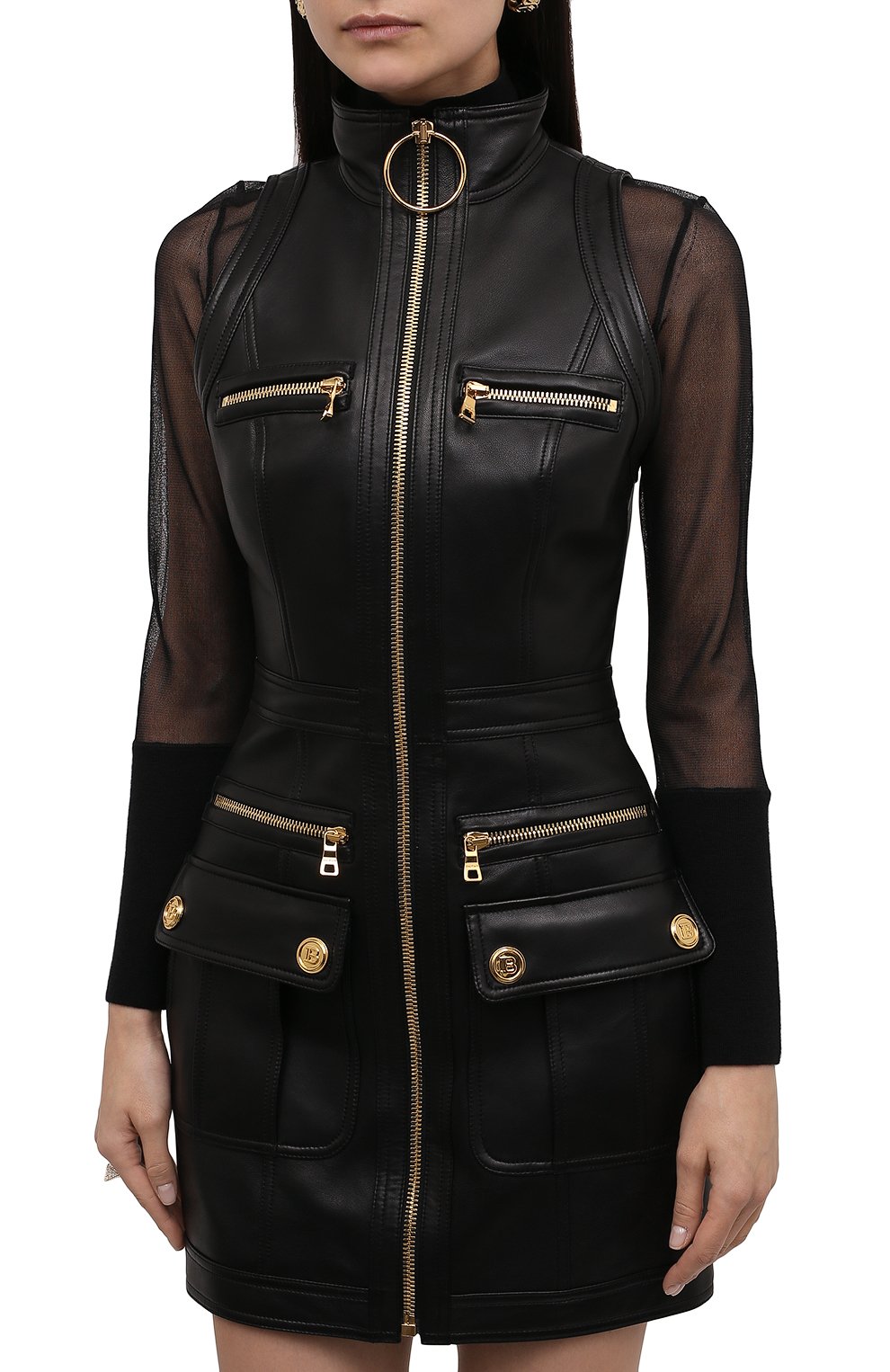 Кожаное платье BALMAIN, арт. WF0R3120/L183, фото 3