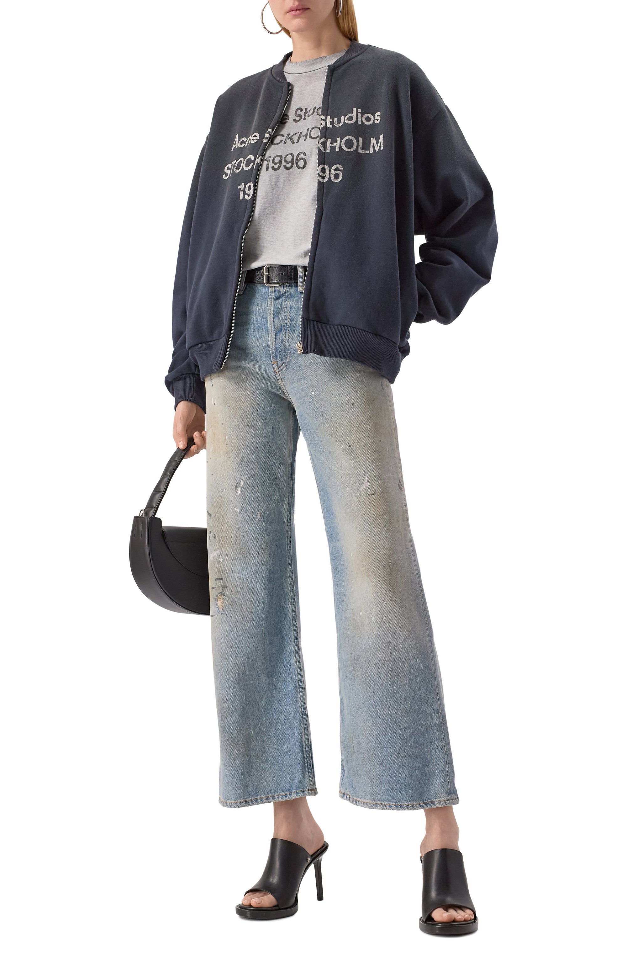 Хлопковая толстовка ACNE STUDIOS темно-серого цвета по цене 75650 руб., арт. FN-UX-SWEA000052/CI0189, фото 2 Хлопковая толстовка ACNE STUDIOS, арт. FN-UX-SWEA000052/CI0189, фото 2