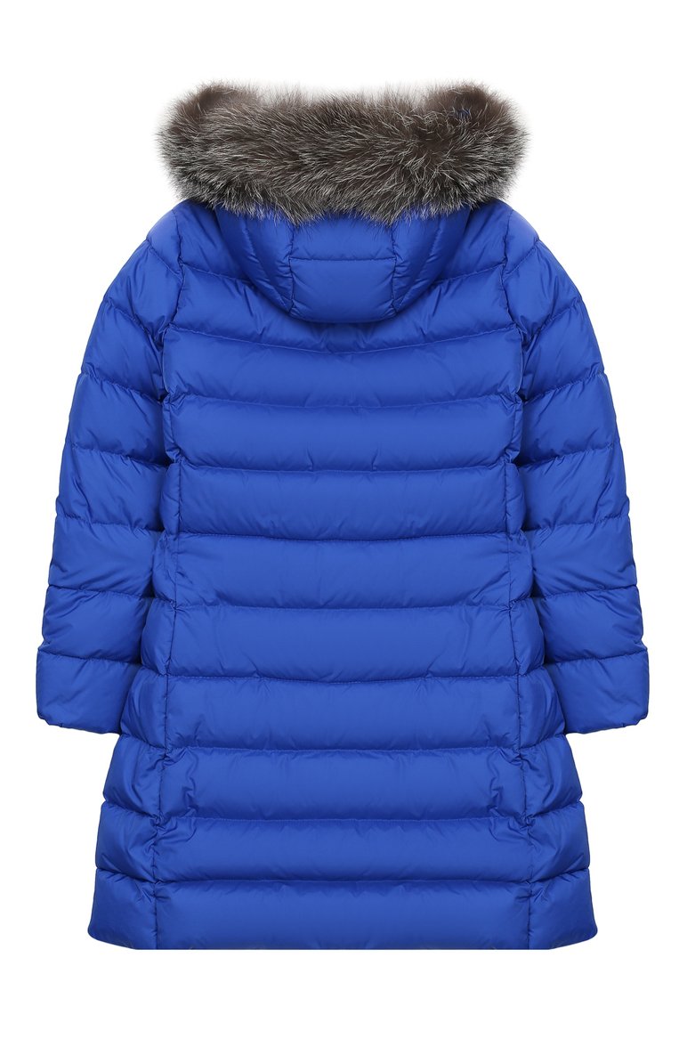 Детская пуховик с капюшоном MONCLER ENFANT синего цвета, арт. E2-954-49921-25-68352/8-10A | Фото 2 (Статус проверки: Проверено, Проверена категория; Материал подклада: Синтетический материал; Материал утеплителя: Пух и перо; Материал внешний: Синтетический материал; Рукава: Длинные; Девочки Кросс-КТ: Пуховик-верхняя одежда; Кросс-КТ: Зима; Материал сплава: Проверено, Проставлено; Драгоценные камни: Проставлено; Ростовка одежда: 10 - 11 лет | 140 - 146см, 8 лет | 128 см)