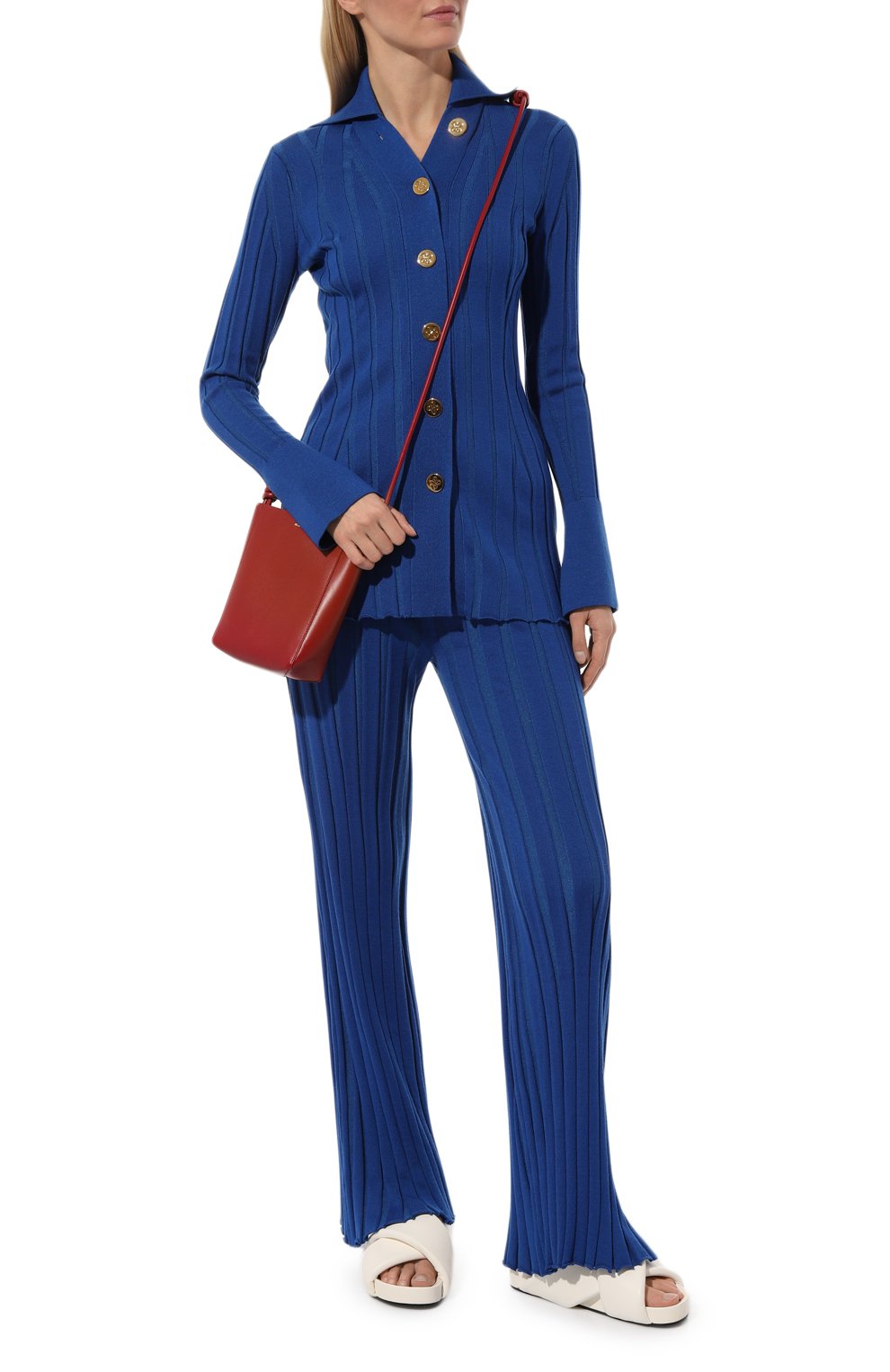 Брюки из шерсти и вискозы AND THE BRAND синего цвета по цене 53760 руб., арт. W23-P010L-1202-444, фото 2 Брюки из шерсти и вискозы AND THE BRAND, арт. W23-P010L-1202-444, фото 2