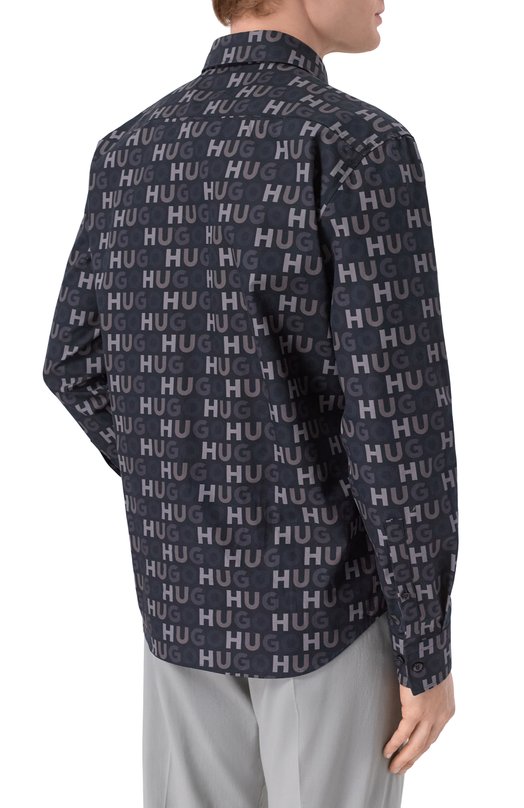 Хлопковая рубашка HUGO 50555775 Чёрный  50555775 Фото 4