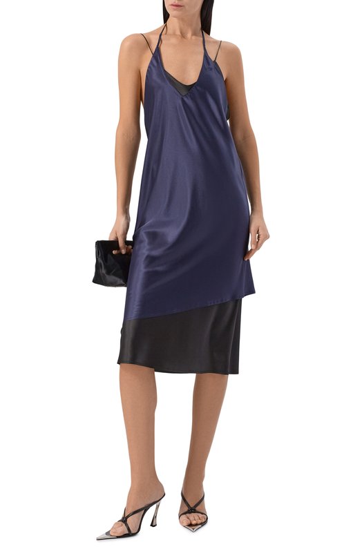 Атласное платье VETEMENTS WE76DR446BN/26600 SATIN Синий  WE76DR446BN/26600 SATIN Фото 2