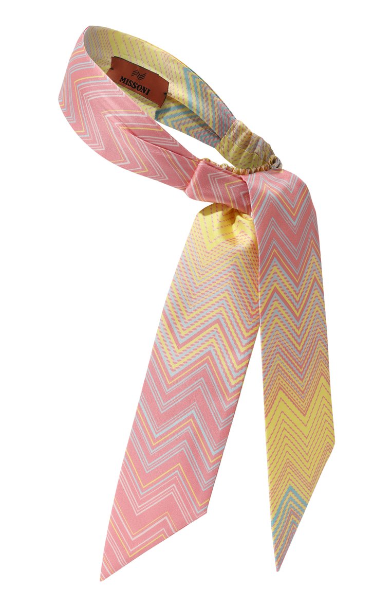 Женская шелковая повязка на голову MISSONI разноцветного цвета, арт. FCTATWD8918 | Фото 3 (Материал: Текстиль, Шелк; Материал сплава: Проставлено; Нос: Не проставлено)