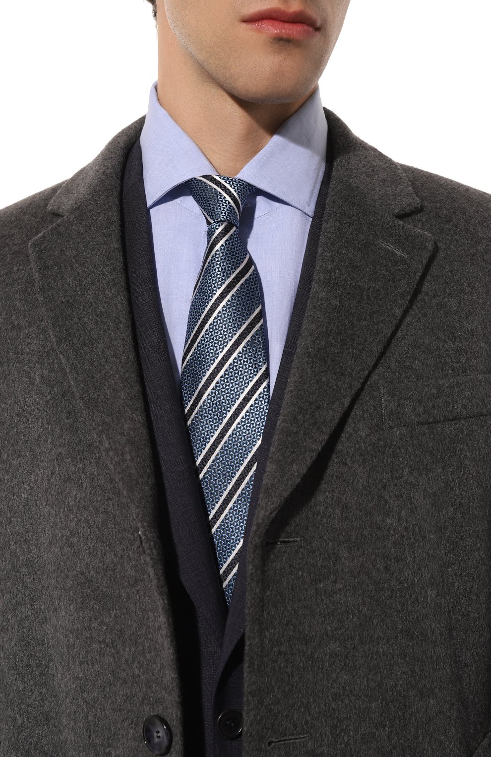 Шелковый галстук ZEGNA голубого цвета по цене 27000 руб., арт. Z5D87TA5/1P8434, фото 2 Шелковый галстук ZEGNA, арт. Z5D87TA5/1P8434, фото 2
