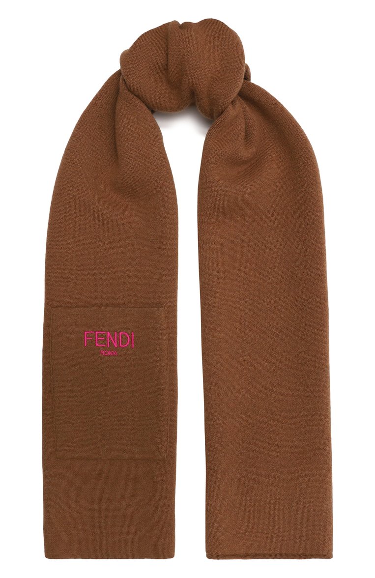 Детский шарф FENDI коричневого цвета, арт. JUQ020/A029 | Фото 1 (Материал: Текстиль, Шерсть; Нос: Не проставлено)