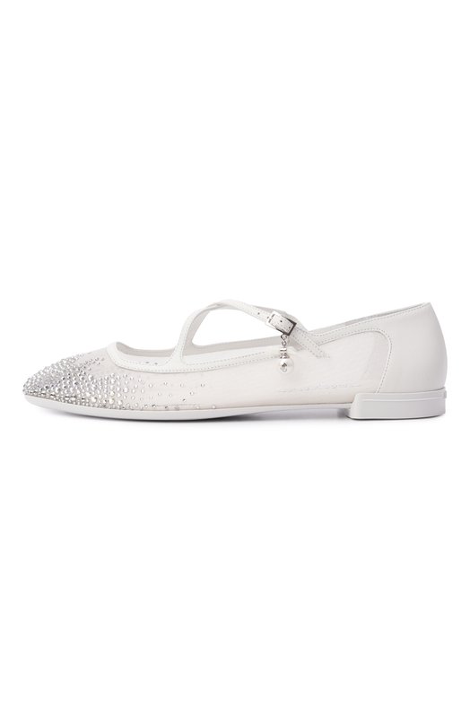 Комбинированные балетки Eleri Jimmy Choo ELERIBALLERINATKW Белый  ELERIBALLERINATKW Фото 4