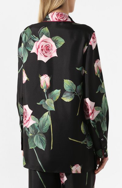 Шелковая рубашка DOLCE & GABBANA черного цвета по цене 156500 руб., арт. F5G56T/HS190, фото 4 Шелковая рубашка DOLCE & GABBANA, арт. F5G56T/HS190, фото 4