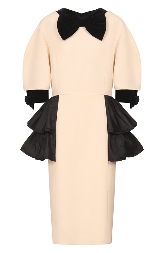 Платье из шерсти и шелка Valentino 7B0VAGG0/1CF Кремовый 7B0VAGG0/1CF