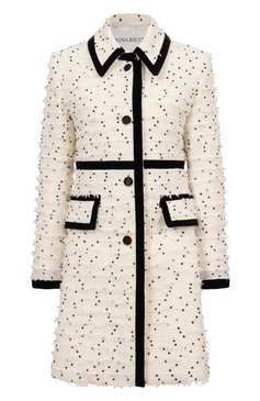 Женское твидовое пальто NINA RICCI кремвого цвета, арт. 25PCMA013/W00357 | Фот�о 1 (Длина (верхняя одежда): До середины бедра; Драгоценные камни: Проставлено; Материал сплава: Проставлено; Рукава: Длинные; Материал внешний: Шерсть; Материал подклада: Вискоза; Стили: Кэжуэл; 1-2-бортные: Однобортные)