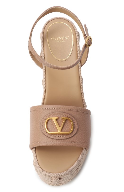 Кожаные босоножки VLogo Signature Valentino 6W0S0LY9/DTW Бежевый  6W0S0LY9/DTW Фото 6
