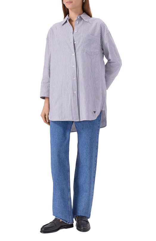 Хлопковая рубашка Weekend Max Mara QUEVA Синий  QUEVA Фото 2