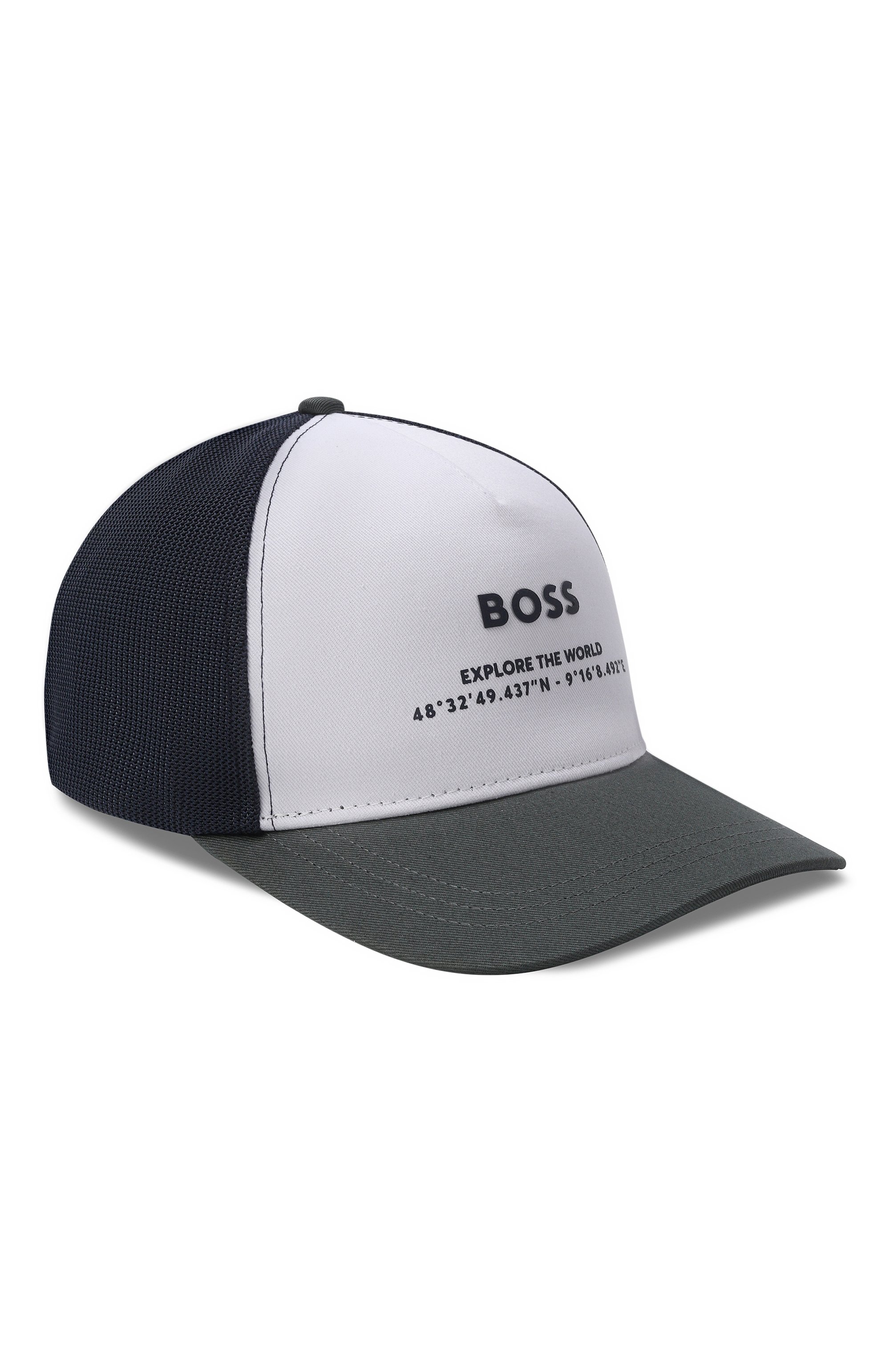 Хлопковая бейсболка BOSS темно-синего цвета по цене 5995 руб., арт. J53126, фото 1 Хлопковая бейсболка BOSS, арт. J53126, фото 1