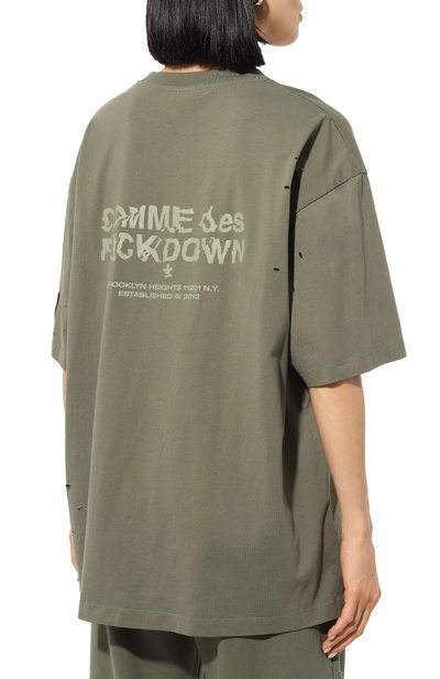 Хлопковая футболка COMME DES FUCKDOWN зеленого цвета по цене 8755 руб., арт. CFABW01186, фото 4 Хлопковая футболка COMME DES FUCKDOWN, арт. CFABW01186, фото 4
