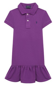 Детское хлопковое платье POLO RALPH LAUREN фиолетового цвета, арт. 311812021 | Фото 1 (Материал внешний: Хлопок; Рукава: Короткие; Материал сплава: Проставлено; Драгоценные камни: Проставлено; Случай: Повседневный; Ростовка одежда: 2 года | 92 см, 3 года | 98 см, 4 года | 104 см)