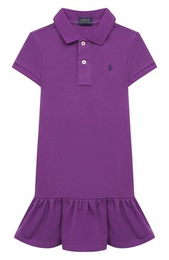 Детское хлопковое платье POLO RALPH LAUREN фиолетового цвета, арт. 311812021 | Фото 1 (Рукава: Короткие; Случай: Повседневный; Материал сплава: Проставлено; Материал внешний: Хлопок; Драгоценные камни: Проставлено; Ростовка одежда: 2 года | 92 см, 3 года | 98 см, 4 года | 104 см)