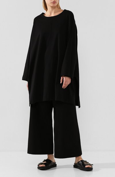 Хлопковый пуловер YOHJI YAMAMOTO черного цвета по цене 37150 руб., арт. NN-T19-087, фото 2 Хлопковый пуловер YOHJI YAMAMOTO, арт. NN-T19-087, фото 2