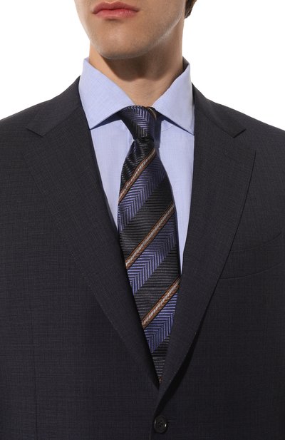Галстук из шелка и хлопка ZEGNA темно-синего цвета по цене 24500 руб., арт. Z6E24TA6/1P8414, фото 2 Галстук из шелка и хлопка ZEGNA, арт. Z6E24TA6/1P8414, фото 2