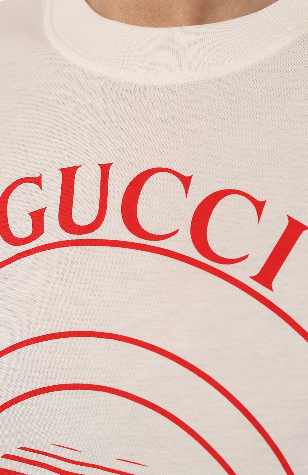 Хлопковая футболка GUCCI молочного цвета по цене 50400 руб., арт. 580762 XJCQ8, фото 5 Хлопковая футболка GUCCI, арт. 580762 XJCQ8, фото 5