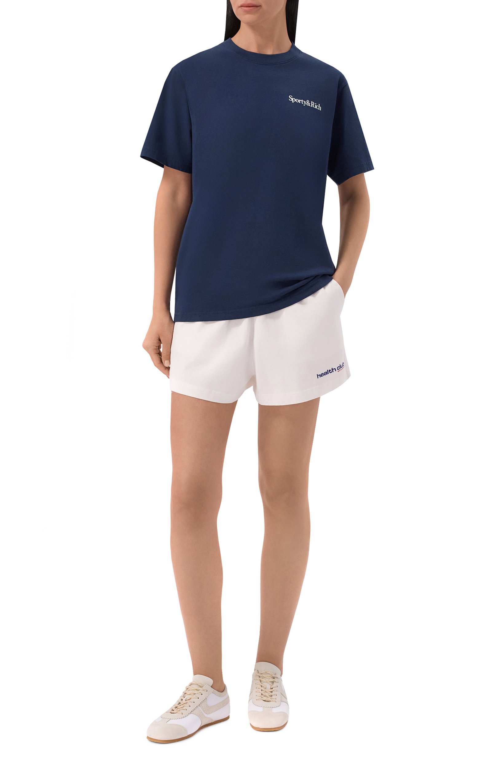 Хлопковая футболка SPORTY AND RICH синего цвета по цене 12150 руб., арт. T0119712300BL132, фото 2 Хлопковая футболка SPORTY AND RICH, арт. T0119712300BL132, фото 2