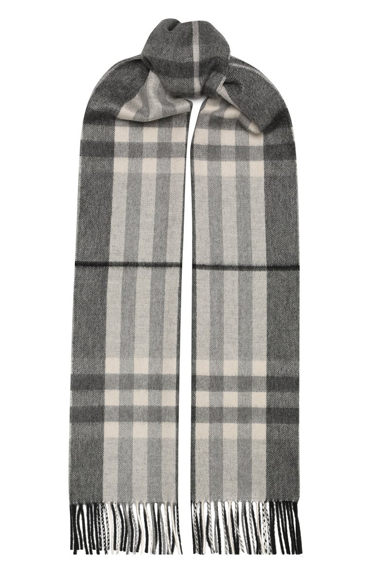 Мужской кашемировый шарф BURBERRY серого цвета, арт. 8045168 | Фото 1 (Материал: Кашемир, Шерсть, Текстиль; Кросс-КТ: кашемир; Мужское Кросс-КТ: Шарфы - с бахромой; Нос: Не проставлено; Региональные ограничен�ия белый список (Axapta Mercury): Не проставлено)