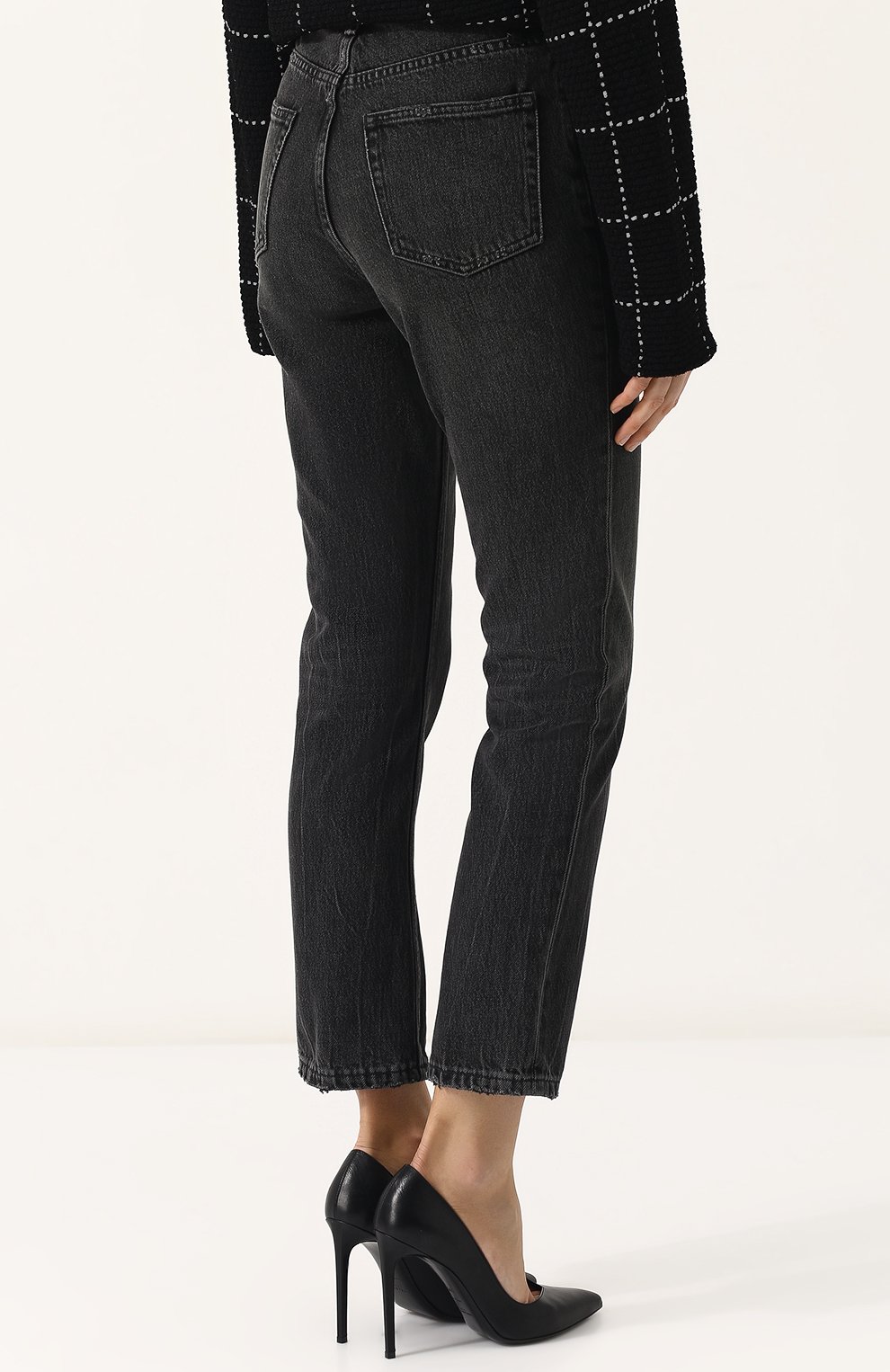 Укороченные джинсы прямого кроя с потертостями ALEXANDER WANG, арт. 4D994191BX, фото 4