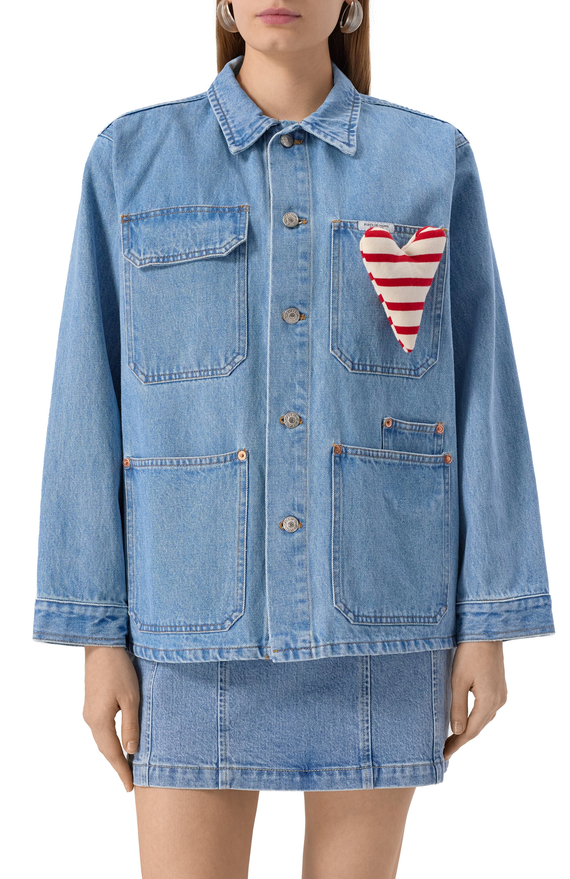 Джинсовая куртка FORTE DEI MARMI COUTURE голубого цвета по цене 51150 руб., арт. 25SF5366, фото 3 Джинсовая куртка FORTE DEI MARMI COUTURE, арт. 25SF5366, фото 3