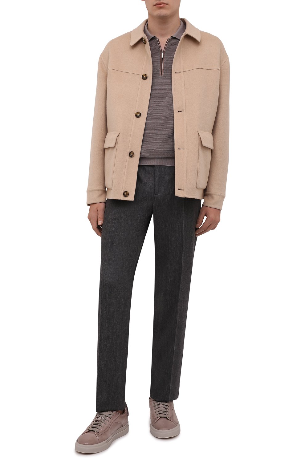 Поло с отделкой из кожи аллигатора ZILLI темно-бежевого цвета по цене 184000 руб., арт. MBW-PZ122-MISC1/ML01/AMIS, фото 2 Поло с отделкой из кожи аллигатора ZILLI, арт. MBW-PZ122-MISC1/ML01/AMIS, фото 2