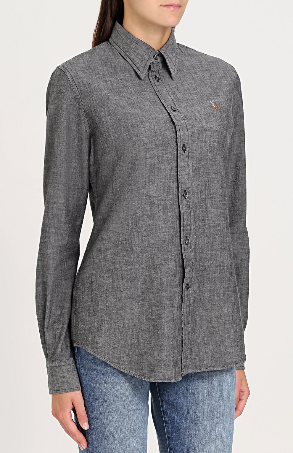 Приталенная хлопковая блуза с логотипом б ренда POLO RALPH LAUREN, арт. 211684784, фото 3