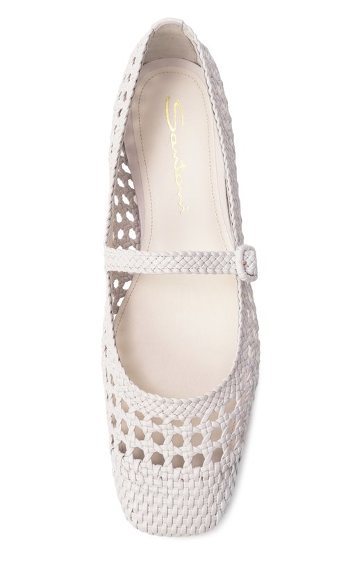 Кожаные балетки Santoni WAMG72160HA1SARX Белый  WAMG72160HA1SARX Фото 6