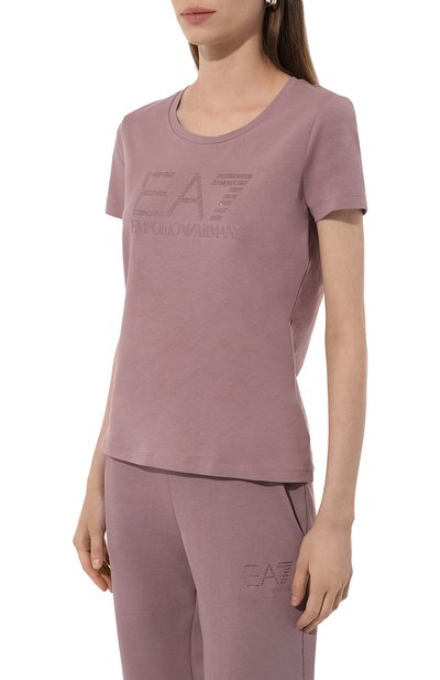 Хлопковая футболка EA7 сиреневого цвета по цене 9950 руб., арт. 6DTT14/TJQCZ, фото 3 Хлопковая футболка EA7, арт. 6DTT14/TJQCZ, фото 3